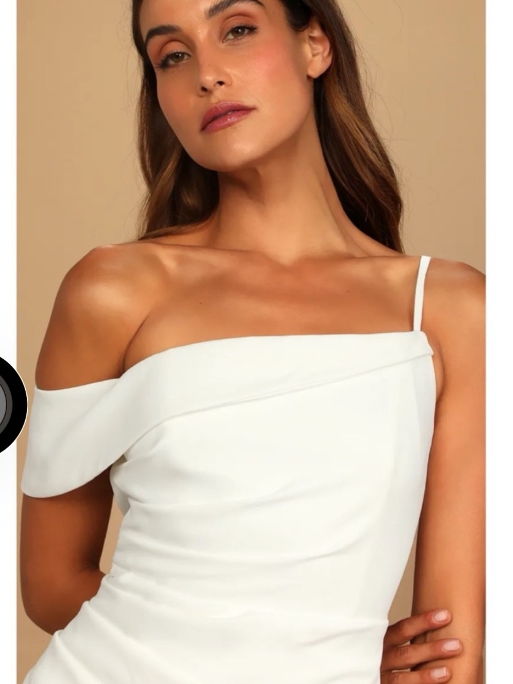 Lulu's White One Shoulder Side Pleated High Side Slit Dress Sz S NWT - Picture 3 of 16